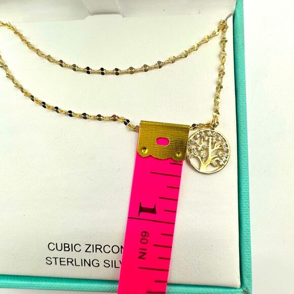 Tabitha Webb Tree Of Life Necklace NIB 925 Gold Vermeil chain Minimalist 17" - Picture 7 of 13